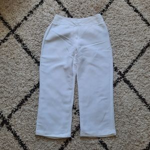 Linen blend white cropped relaxed pants